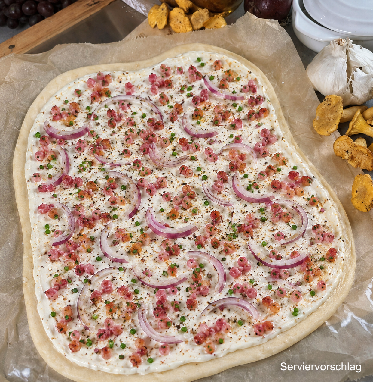 Flammkuchen-Teigboden "Rustikal" 38 x 28 cm